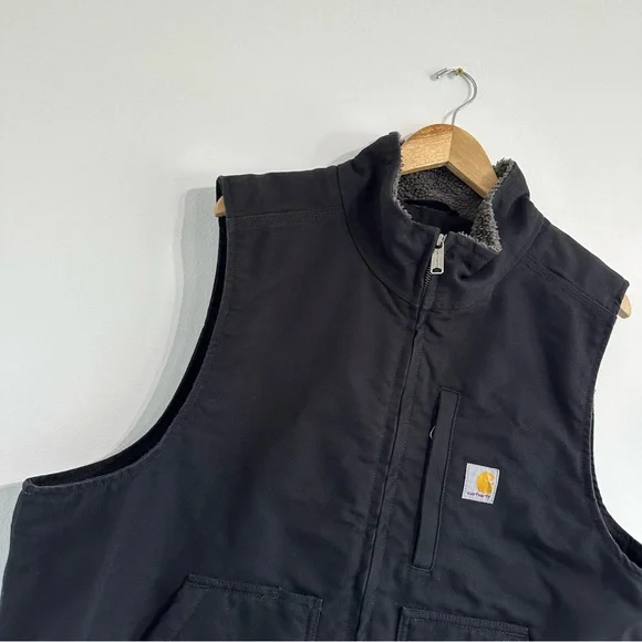 Carhartt Mock-neck Sherpa-line Vest Loose Fit washed duck black - Picture 3 of 8